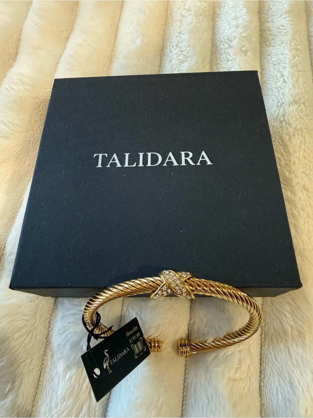 Talidara Gold-Tone Crystal Twist Cuff Bracelet